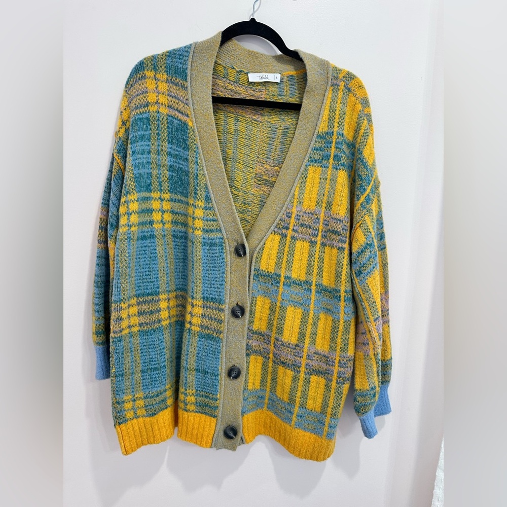 Shop Talulah, Plaid Button-up oversized Cardigan, Size Large